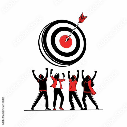 People celebrating hitting a target achieving goals and success