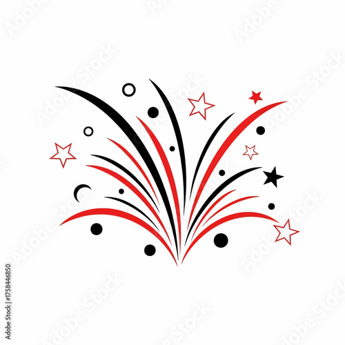 Fireworks Explosion with Red and Black Stars