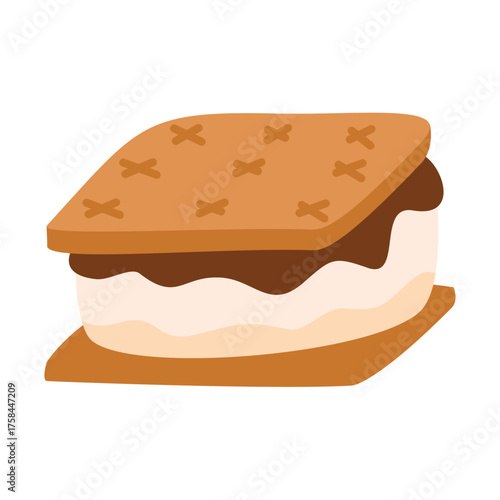 Illustration of S'mores Dessert, marshmallow, chocolate