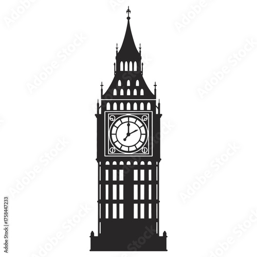 Iconic big ben silhouette vector illustration for london landmark projects scalable eps silhouette