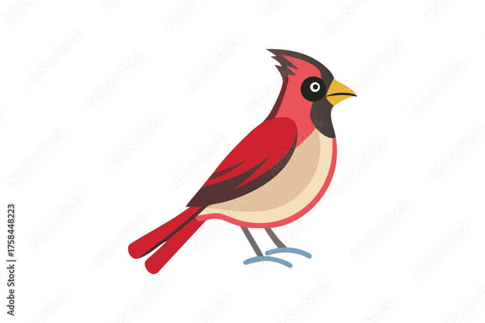 Fototapeta premium A colorful illustration of a northern cardinal perched gracefully on a branch