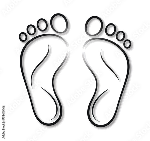 Delicate line art illustration of baby footprints perfect for newborn themes silhouette
