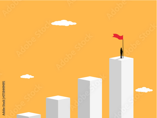 Successful businessmen on the highest bar chart