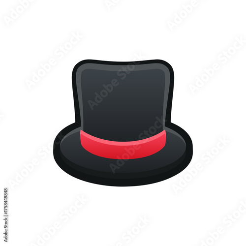 Isolated flat 3d Magician Hat icon for game, interface, sticker, app. The sign in a cartoon style for match 3, arcade, rpg. The Magic sprite for craft element in hyper casual mobile game.