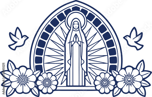 Immaculate Conception Day Austria Illustration Set. Austria Catholic Holiday Religious Artwork. Feast of the Immaculate Conception Design Collection. Austrian Religious Festival Illustration