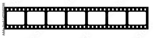 Straight cinema film strip vector with multiple frames, ideal for clean media borders, photography templates, video editing, and movie production graphics.