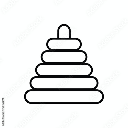 Delicate black and white line drawing of a stacking ring toy vector illustration eps scalable icon silhouette