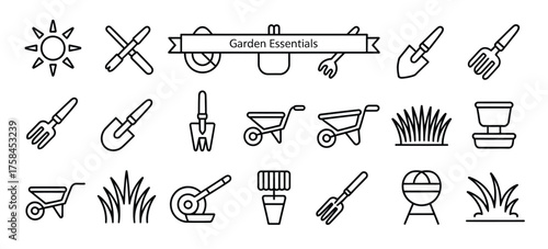 Minimalist gardening icons set vector scalable eps illustration silhouette