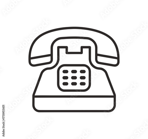 Outline vector icon of a vintage landline telephone for scalable graphic design