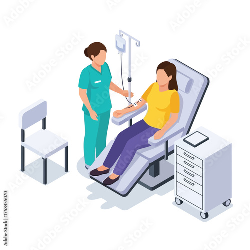 Nurse Administering IV Drip to Patient in Medical Setting