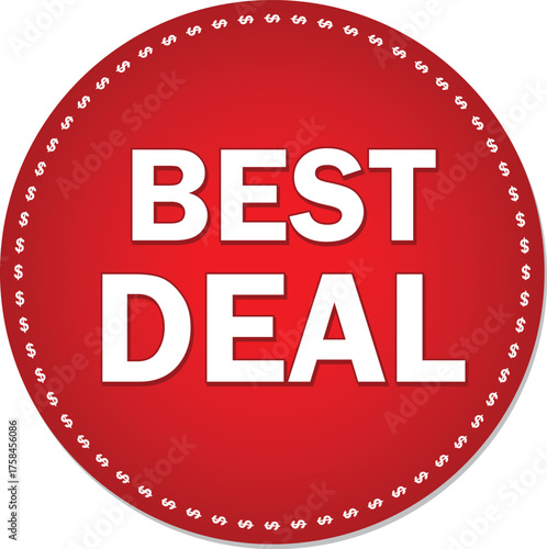 Best deal banner. Special and limited offer. Sale badge. Promo sticker with with stars in red circle.Vector illustration.