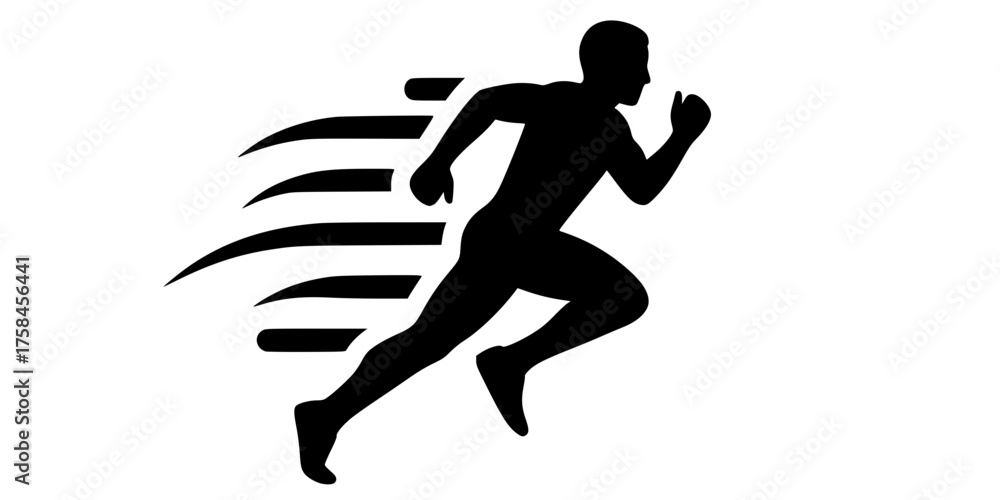 Obraz premium Bold Line Track Field Runner Silhouette Flat Vector Motion Graphic