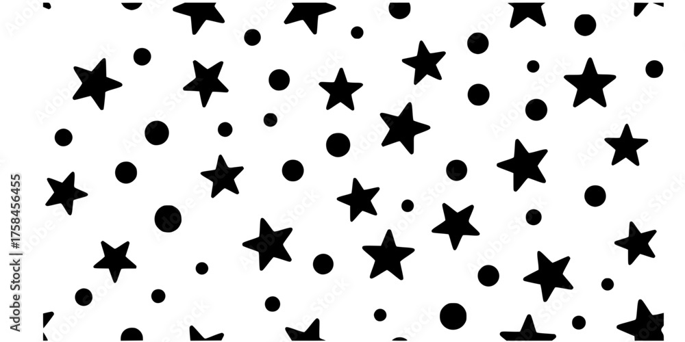 Fototapeta premium Seamless Thick Solid Stars and Dots Irregular Vector Pattern Texture