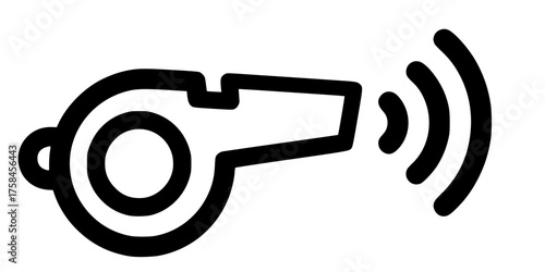 Bold Line Whistle Sound Wave Thick Outline Flat Vector Coaching Icon