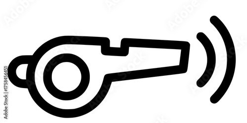 Bold Line Whistle Sound Wave Thick Outline Flat Vector Coaching Icon