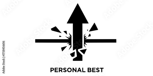 Bold Line Broken Arrow Boundary Flat Vector Personal Best Icon