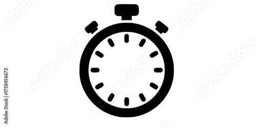 Bold Line Stopwatch Timer Thick Outline Flat Vector Functional Icon