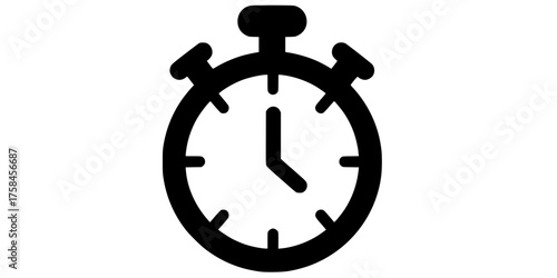 Bold Line Stopwatch Timer Thick Outline Flat Vector Functional Icon
