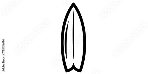 Bold Line Aerodynamic Surf Board Flat Vector Water Sport Graphic