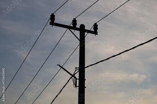 Wallpaper Mural High voltage electric power lines and towers against a clear blue sky Torontodigital.ca