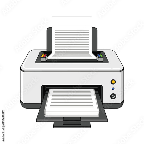 A white inkjet printer is printing documents with a clean and modern design.