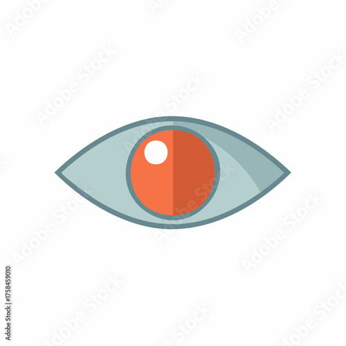 Stylized Eye Illustration with Orange Iris and Pale Blue Lid Simple Cartoon Style