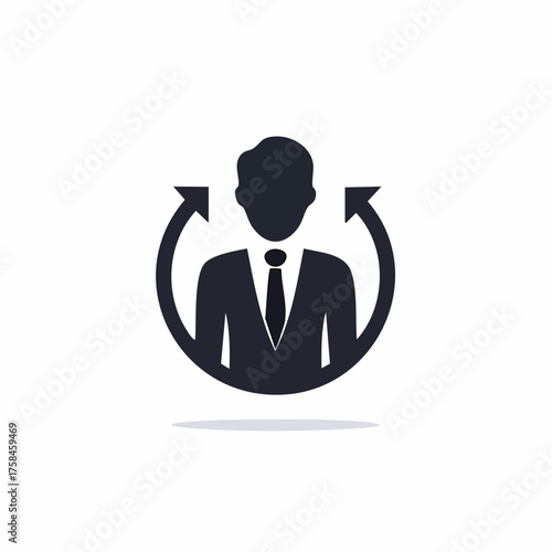 Professional employee change and personnel replacement vector icon with circular arrows