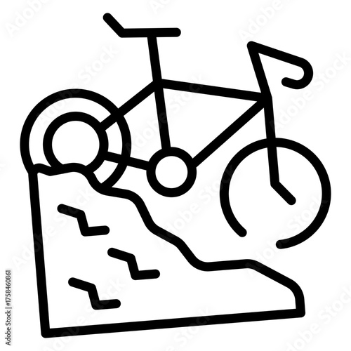 Downhill Cycling vector line icon design