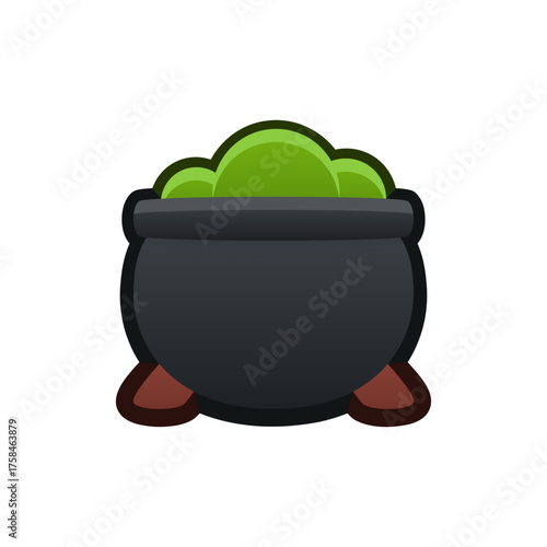 Isolated flat 3d Cauldron icon for game, interface, sticker, app. The sign in a cartoon style for match 3, arcade, rpg. The Magic sprite for craft element in hyper casual mobile game.