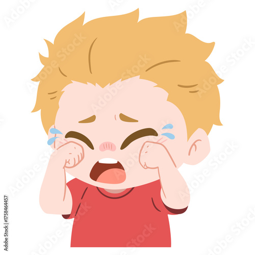 illustration of a crying boy on a transparent background