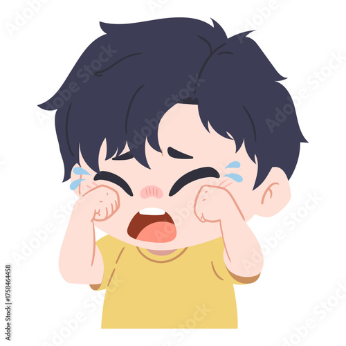 illustration of a crying boy on a transparent background