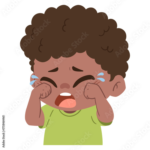 illustration of a crying boy on a transparent background