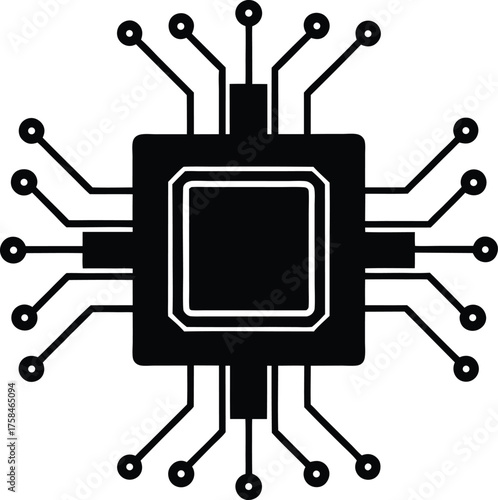 Modern Tech Microchip Vector Design  Circuit Board Processor unit Icon for Digital Engineering and Innovation Art