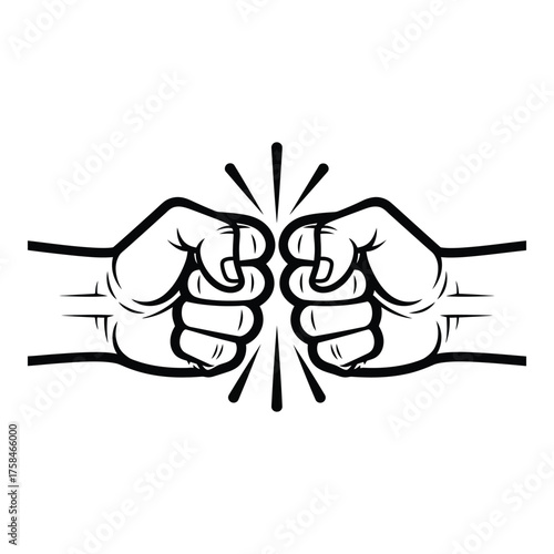 Two fists clashing together dynamic impact and strength symbolism silhouette