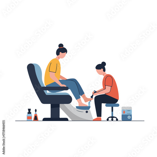 Person receiving pedicure in a salon