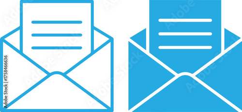 envelope, mail, post, letter, message, communication, blue, white, simple, minimalist, icon, illustration