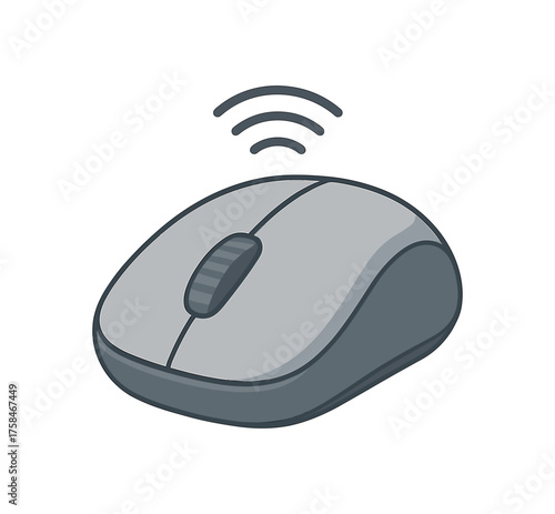 wireless mouse remote work flat vector illustration style isolated on white background
