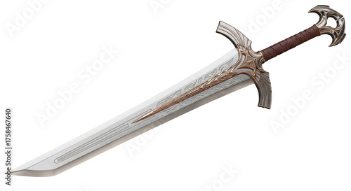 Isolated fantasy sword design for role-playing or fantasy game equipment illustration
