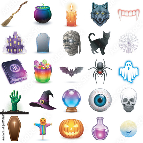 Gradient Halloween Icon Collection with Modern Spooky Designs