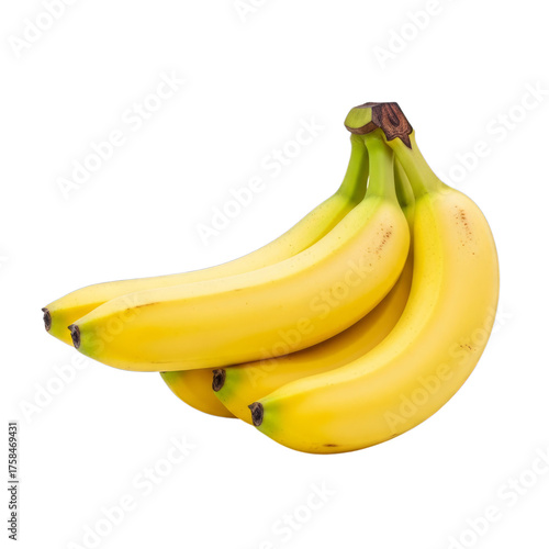 Bunch of Ripe Yellow Bananas isolated on a transparent background