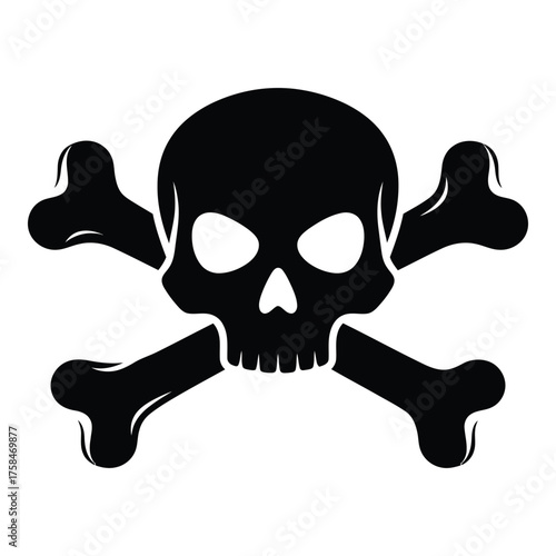 Iconic skull and crossbones symbol danger warning death pirates toxin symbol silhouette