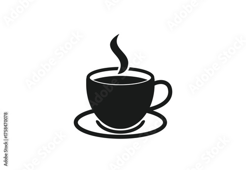 Coffee Shop Logo Design Template. Coffee bean vector illustration.  Black coffee cup icon. 