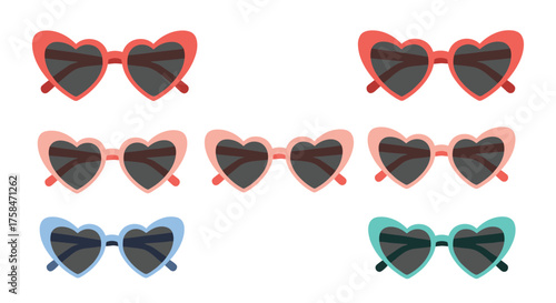 Cute heart shaped sunglasses in various pastel colors.