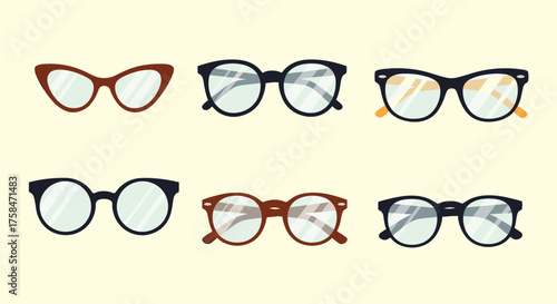 A collection of diverse eyeglasses frames for fashion and vision correction.