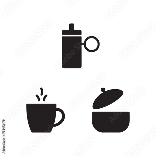 Break Time Solid Icons Set for Relax Moments