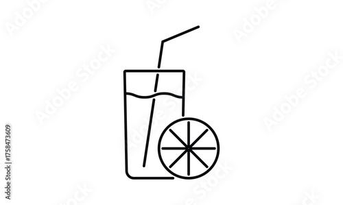 Juice glass outline icon isolated on transparent background. EPS 10.