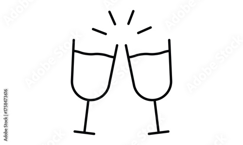 Clinking glasses outline icon isolated on transparent background. EPS 10.