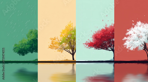 Illustration of trees changing with the seasons