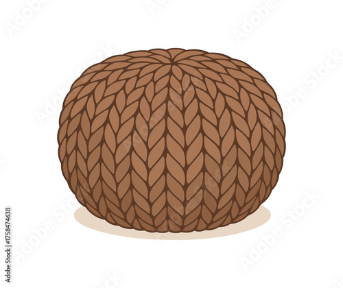 knitted pouf home decor flat vector illustration style isolated on white background