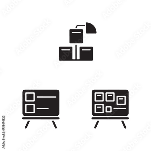 Kanban Board Solid Icons Set for Workflow Tracking